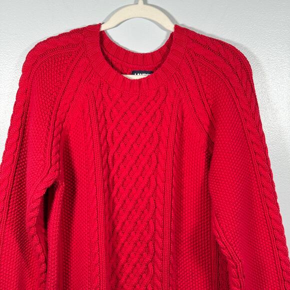 Lands’ End Cable Knit Sweater Dress Red Long Sleeve M 10/12 Winter Cozy Holiday - Picture 6 of 7